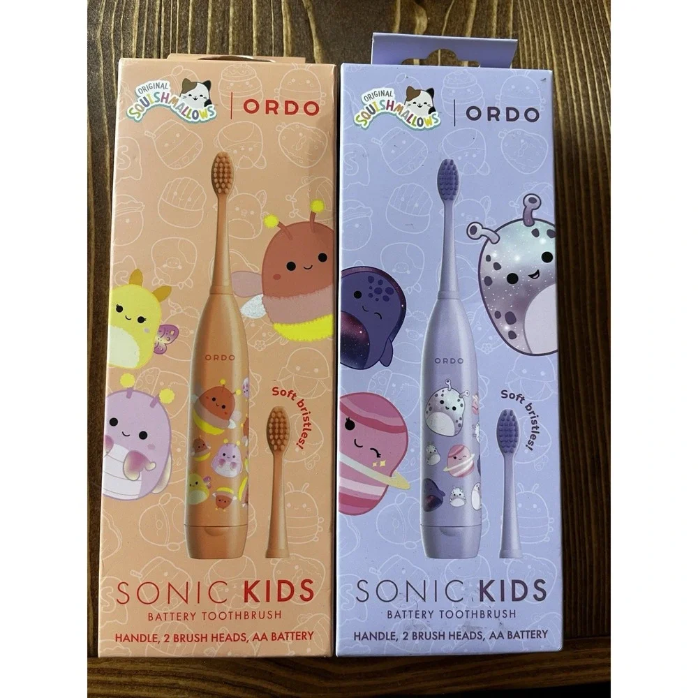 New! Set Of 2 ORDO Sonic Kids Rechargeable Toothbrush Soft Squishmallows Space